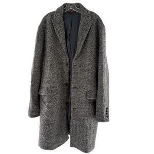 Bonobos Italian 100% Virgin Wool Top Coat Herringbone Charcoal Men's Size 44R
